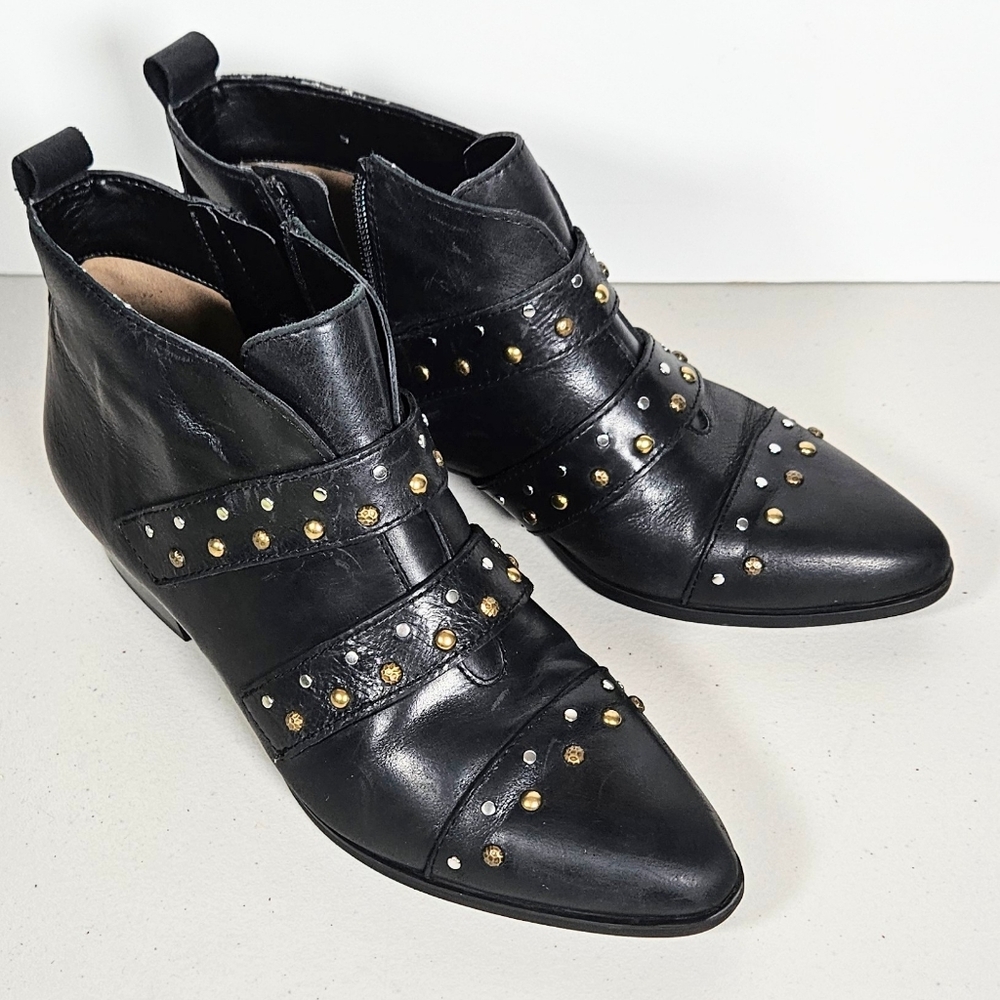 Naturalizer Blissful Studded Leather Booties 80's Retro Punk Goth Grunge 7.5